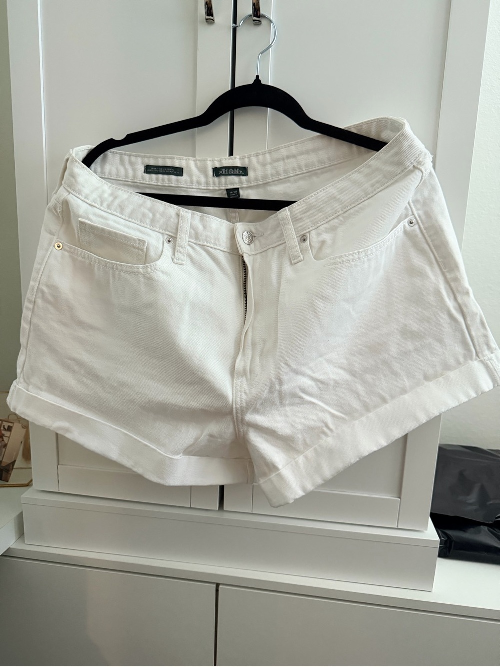 White Cuff Denim Shorts for Women